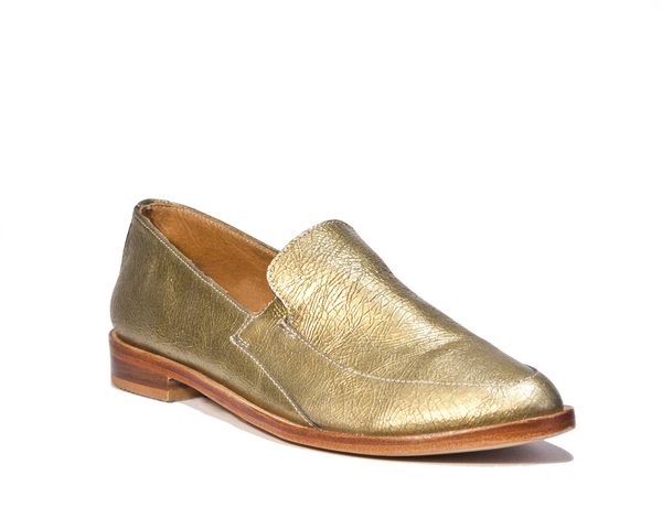 Zou Xou Loafer in Crackled Gold Zou Xou Loafer in Crackled Gold