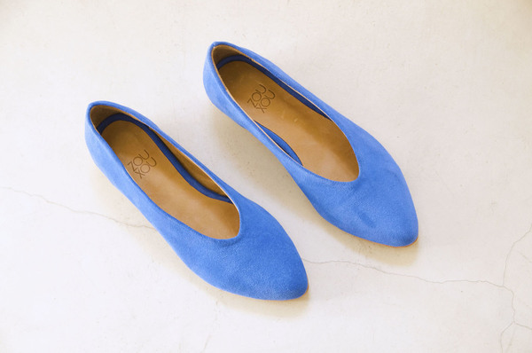 Zou Xou Glove Flat in Azure Suede Zou Xou Glove Flat in Azure Suede