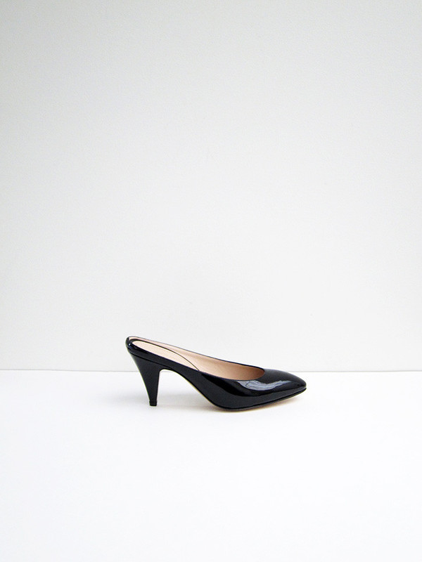Mansur Gavriel Classic Heel Slipper, Black Patent Mansur Gavriel Classic Heel Slipper, Black Patent
