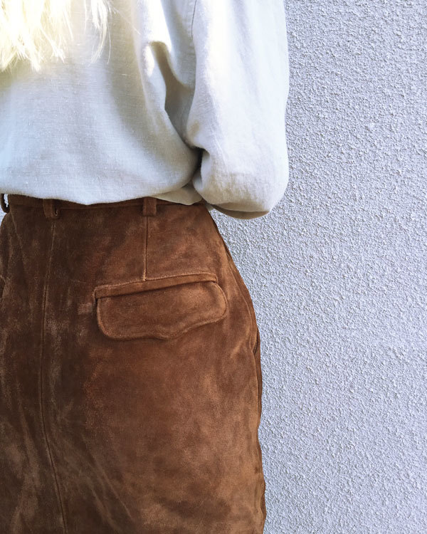 Vintage Button Front Suede Skirt Vintage Button Front Suede Skirt