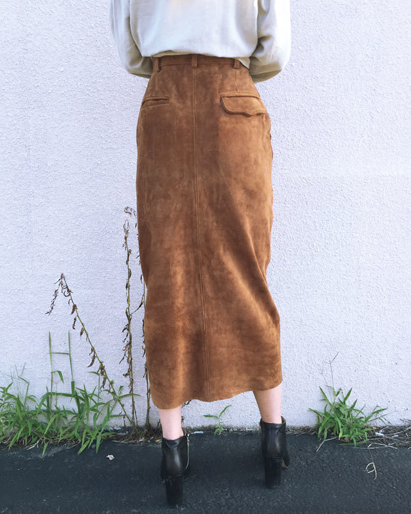 Vintage Button Front Suede Skirt Vintage Button Front Suede Skirt