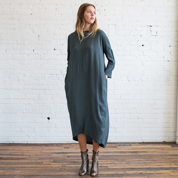 Black Crane Pleated Cocoon Dress Black Crane Pleated Cocoon Dress