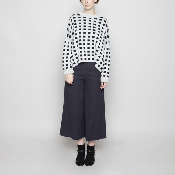 7115 by Szeki Mock-Neck Cotton Plaid Sweater - Mint FW16 7115 by Szeki Mock-Neck Cotton Plaid Sweater - Mint FW16