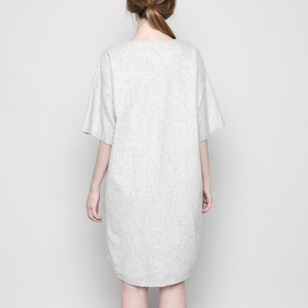 7115 by Szeki V-Neck Cocoon Wool Dress - Light Gray FW16 7115 by Szeki V-Neck Cocoon Wool Dress - Light Gray FW16