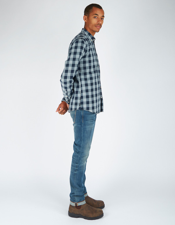Woolrich John Rich & Bros. Indigo Check Shirt Navy Grey Woolrich John Rich & Bros. Indigo Check Shirt Navy Grey