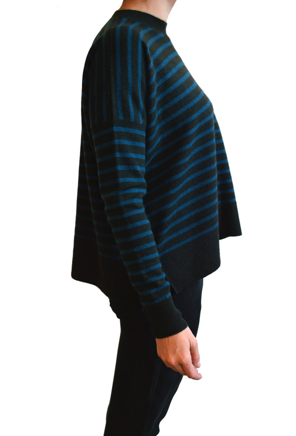 Demylee - Bennie Cashmere Striped Sweater (Olive & Eclipse Stripes) Demylee - Bennie Cashmere Striped Sweater (Olive & Eclipse Stripes)