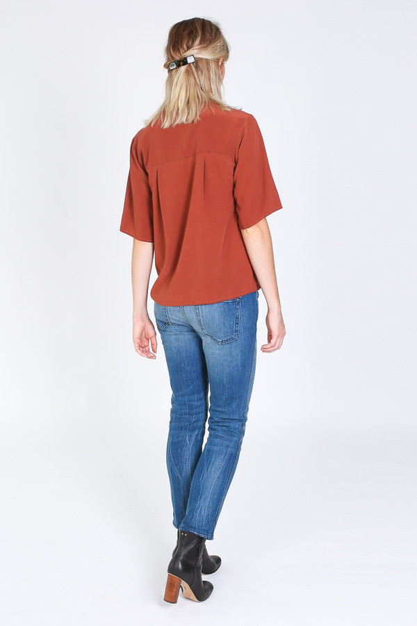 Vincetta Asymmetrical Placket Shirt in sequoia Vincetta Asymmetrical Placket Shirt in sequoia