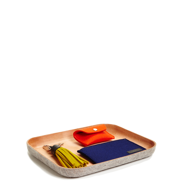Unisex Graf & Lantz Large KAWABON Tan Leather & Granite Felt Tray Unisex Graf & Lantz Large KAWABON Tan Leather & Granite Felt Tray