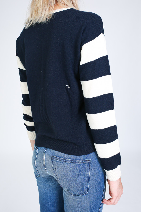 Chinti and Parker Geometric Intarsia Sweater in navy/cream Chinti and Parker Geometric Intarsia Sweater in navy/cream