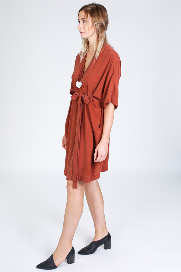 Vincetta Knee Length Kimono Dress in sequoia Vincetta Knee Length Kimono Dress in sequoia