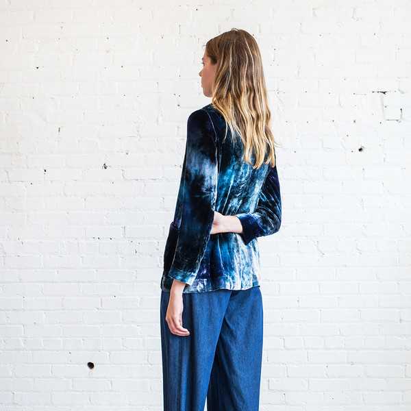 Raquel Allegra Single Breasted Velvet Tie Dye Blazer Raquel Allegra Single Breasted Velvet Tie Dye Blazer