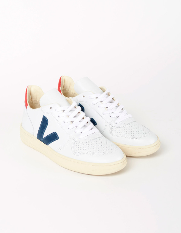 Veja V-10 Leather Sneaker Extra White Nautico Pekin Veja V-10 Leather Sneaker Extra White Nautico Pekin