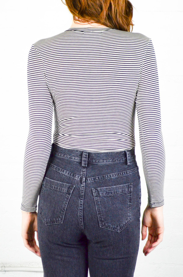 Capulet Navy and White Stripe Deep U Bodysuit Capulet Navy and White Stripe Deep U Bodysuit