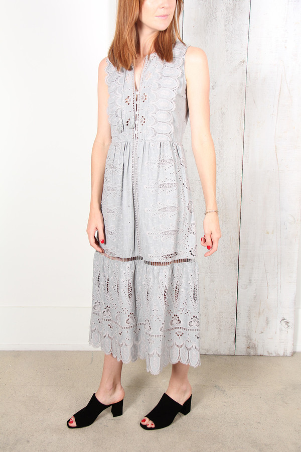 SEA EMBROIDERED SLEEVELESS MIDI DRESS SEA EMBROIDERED SLEEVELESS MIDI DRESS
