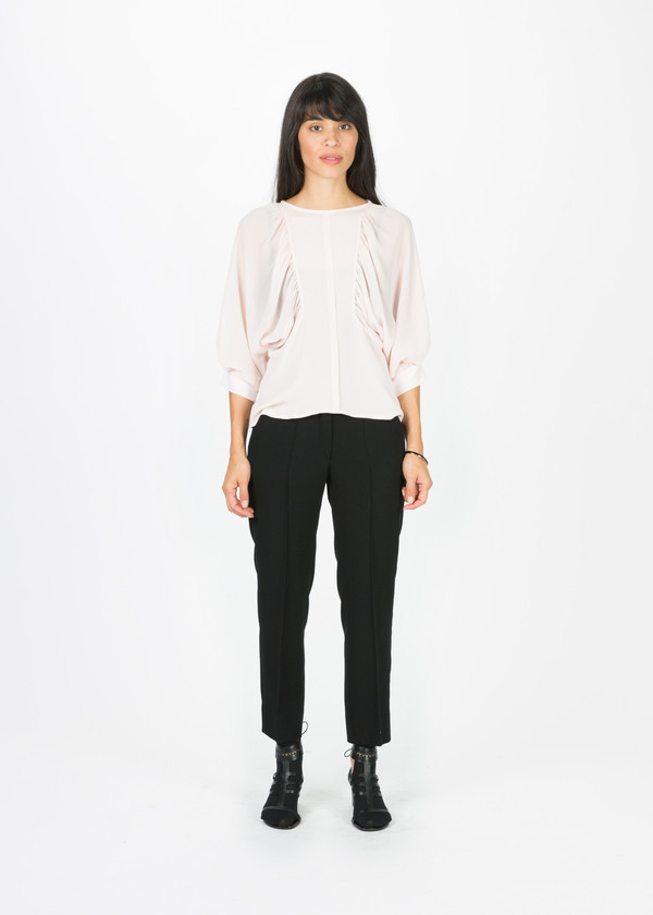 Amelia Toro Gathered Silk Crepe Blouse Amelia Toro Gathered Silk Crepe Blouse
