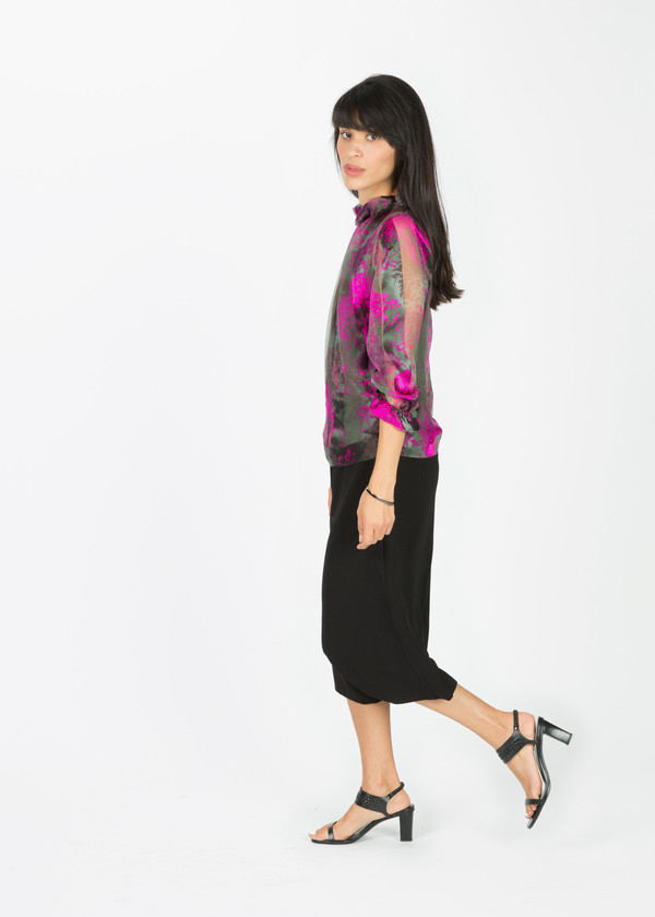 Amelia Toro Satin Stripe Silk Blouse Amelia Toro Satin Stripe Silk Blouse