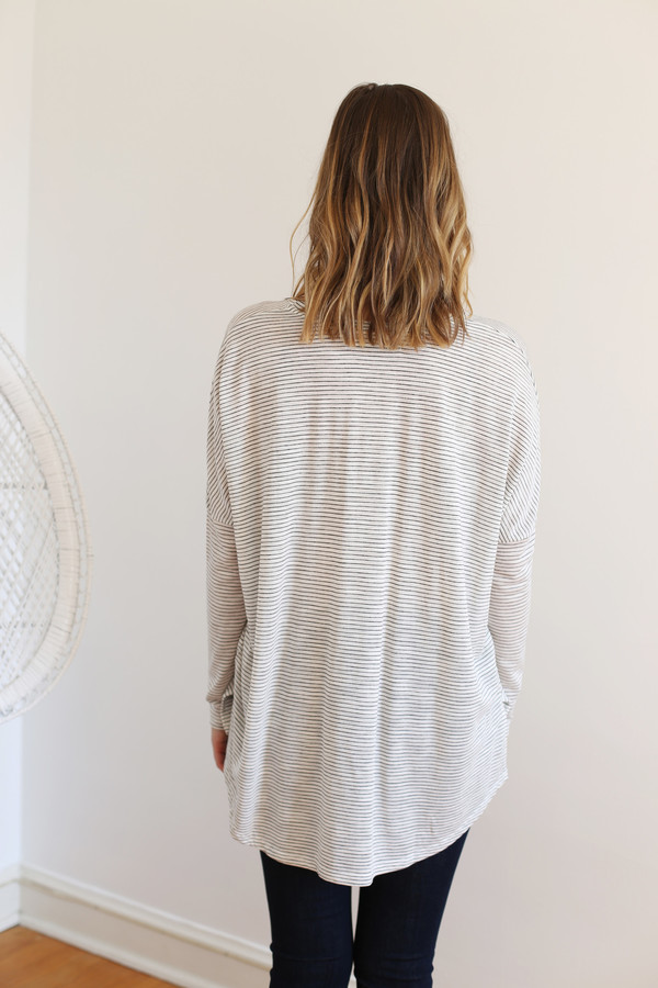 Margaux Lonnberg Ines Long Sleeve Tee in White with Black Stripes Margaux Lonnberg Ines Long Sleeve Tee in White with Black Stripes