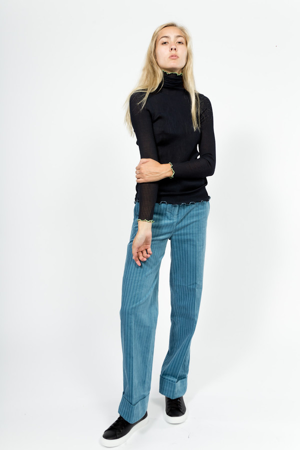 Trademark Lattice Trim Silk Turtleneck Trademark Lattice Trim Silk Turtleneck