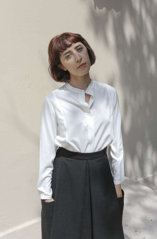 Wolcott : Takemoto Jim Blouse in White Wolcott : Takemoto Jim Blouse in White