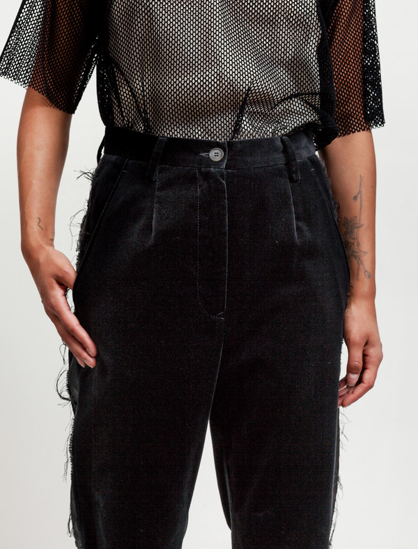 MM6 by Maison Margiela Womens Stonewashed Velvet Trousers Black MM6 by Maison Margiela Womens Stonewashed Velvet Trousers Black