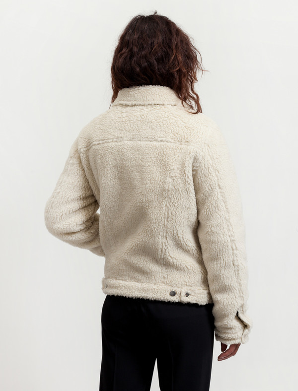 MM6 by Maison Margiela Womens Teddy Bear Denim Jacket - Ecru MM6 by Maison Margiela Womens Teddy Bear Denim Jacket - Ecru