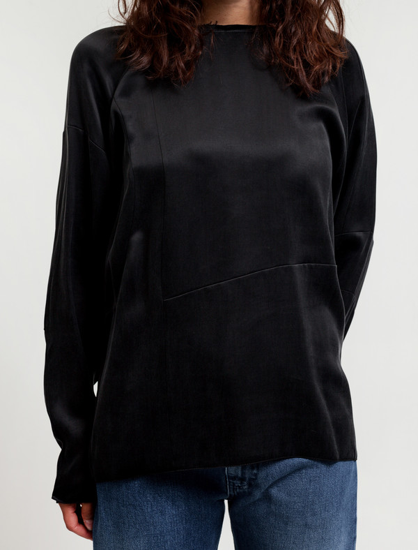 MM6 by Maison Margiela Womens Washed Satin Shirt - Black MM6 by Maison Margiela Womens Washed Satin Shirt - Black