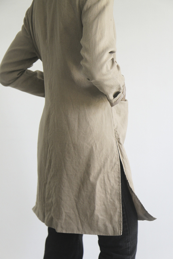 Rawson VintageBrown Linen Overcoat with Mandarin collar Rawson VintageBrown Linen Overcoat with Mandarin collar