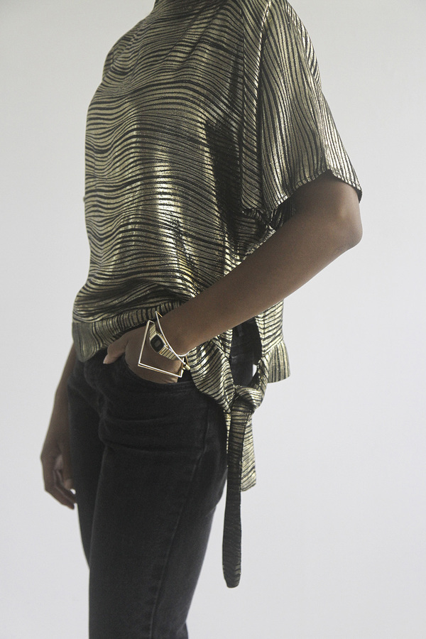 SomeLikeUs Vintage Wavy Metallic Zebra Side Tie Top SomeLikeUs Vintage Wavy Metallic Zebra Side Tie Top