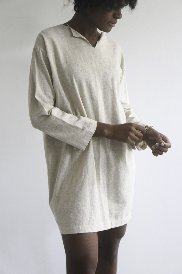 The Shudio Vintage Oatmeal Cotton Shift Dress The Shudio Vintage Oatmeal Cotton Shift Dress