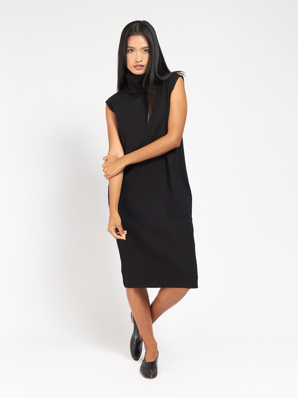 Kowtow Rib Roll Neck Dress Black Kowtow Rib Roll Neck Dress Black