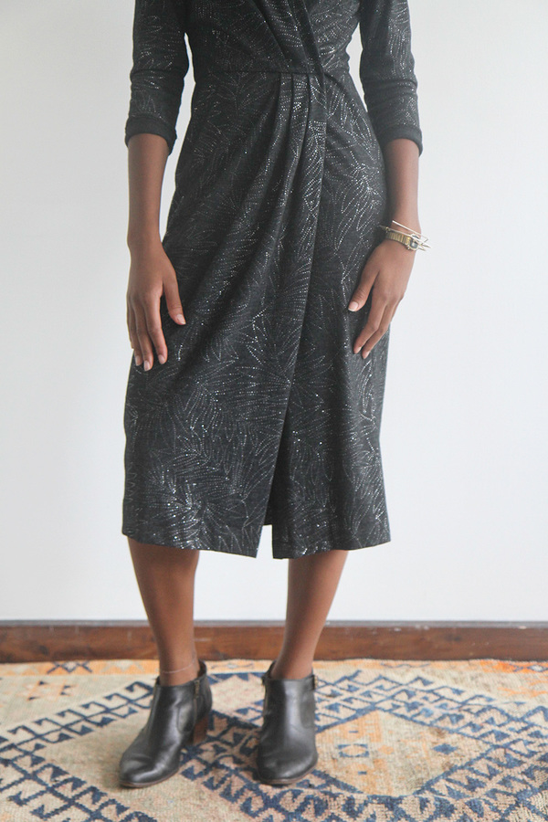 The Shudio Vintage Metallic Gunmetal Wrap Dress The Shudio Vintage Metallic Gunmetal Wrap Dress