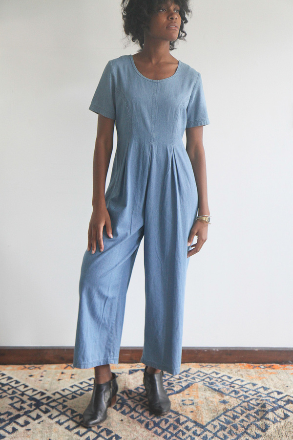 The Shudio Vintage Light Denim Pleated Jumpsuit The Shudio Vintage Light Denim Pleated Jumpsuit