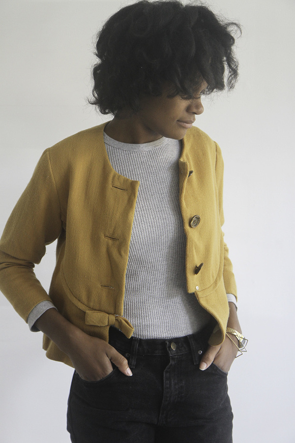 The Shudio Vintage Cropped Mustard Bow Jacket The Shudio Vintage Cropped Mustard Bow Jacket