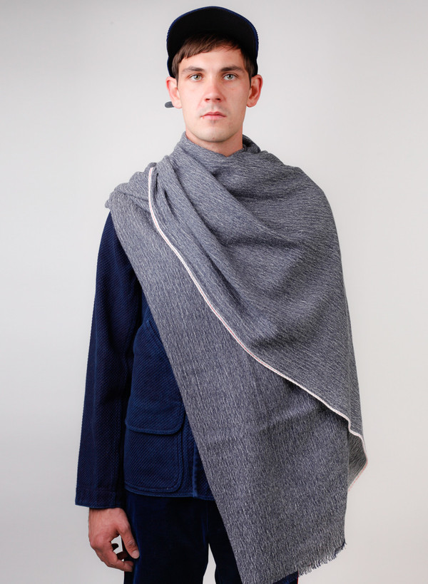 Blue Blue Japan Unisex Woven Selvedge Wool/Cotton Kappa Stole Blue Blue Japan Unisex Woven Selvedge Wool/Cotton Kappa Stole