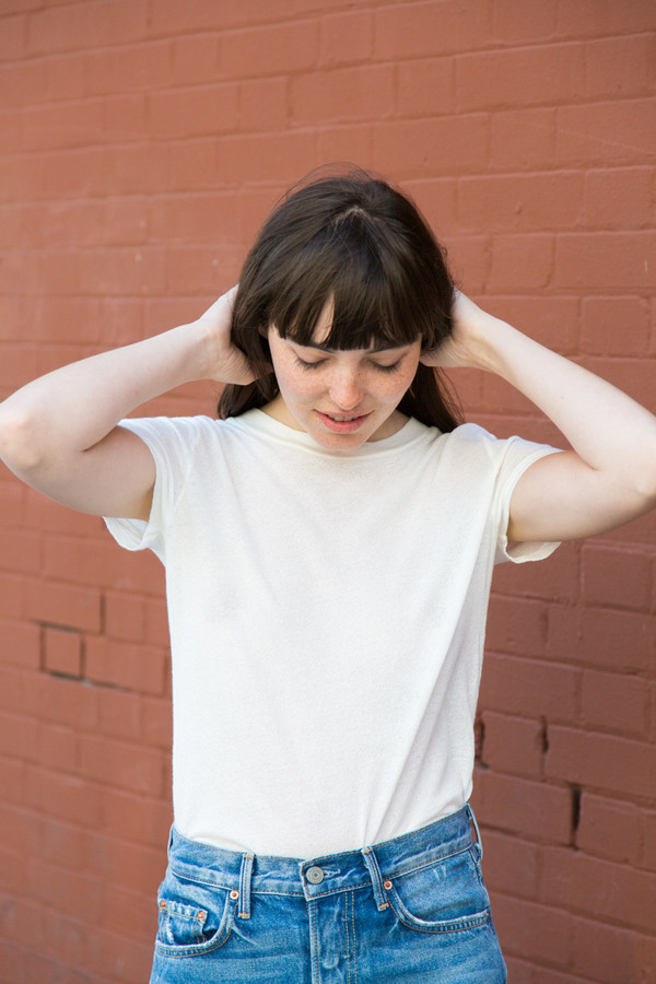 lacausa gauze baby tee in bone lacausa gauze baby tee in bone