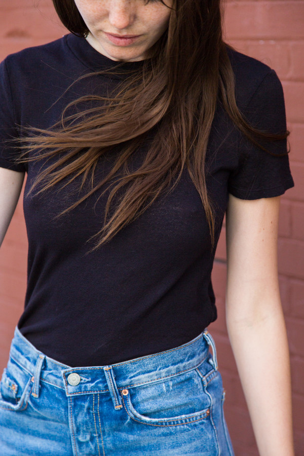 lacausa gauze baby tee in tar lacausa gauze baby tee in tar