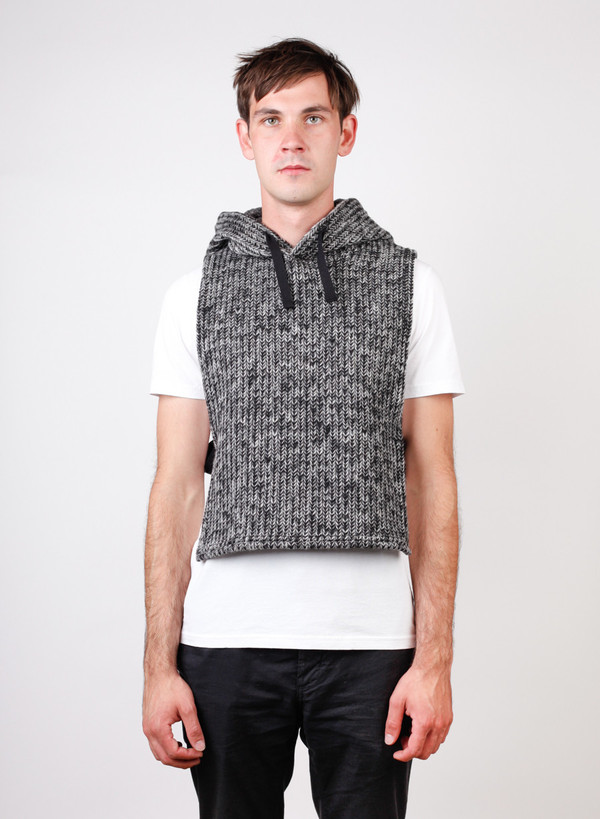 Hooded Interliner Grey Sweater Knit Hooded Interliner Grey Sweater Knit