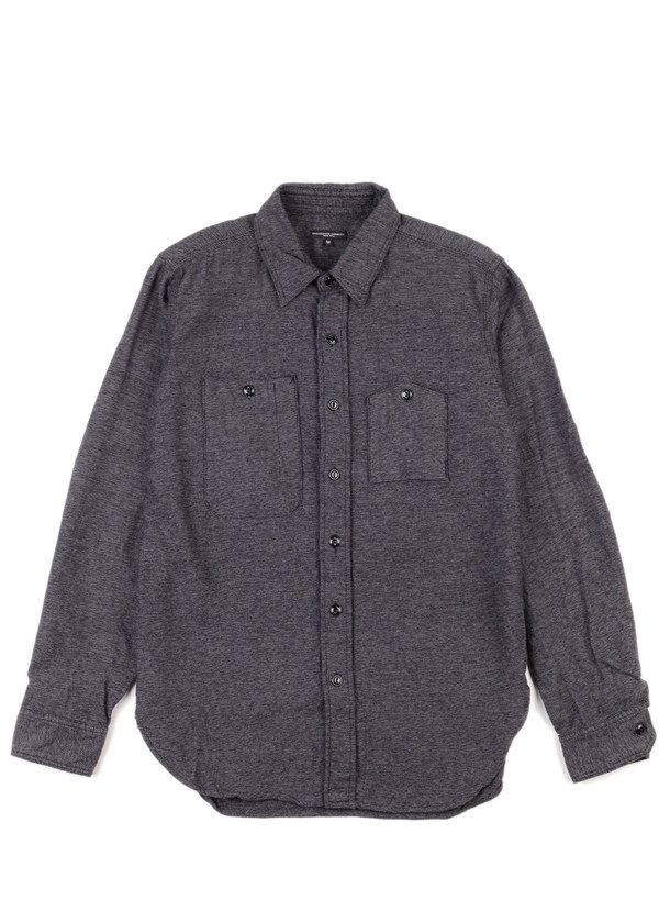 Men's Engineered Garments Work Shirt Grey/Black Broken Twill Men's Engineered Garments Work Shirt Grey/Black Broken Twill