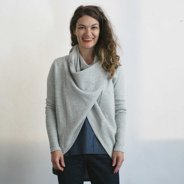 Ursa Minor Tabard Cardigan in Oatmeal Stripe Ursa Minor Tabard Cardigan in Oatmeal Stripe