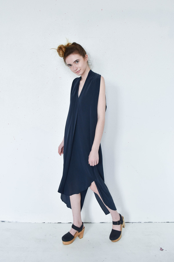 7115 By Szeki Navy Silk Origami Dress 7115 By Szeki Navy Silk Origami Dress
