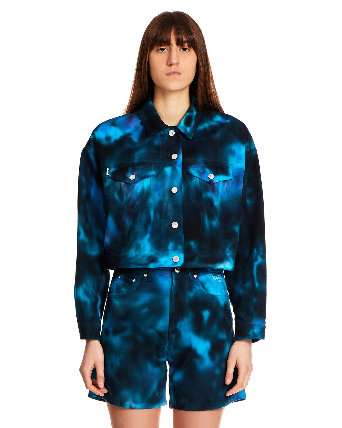 MSGM Tie-Dye Denim Jacket - Navy 