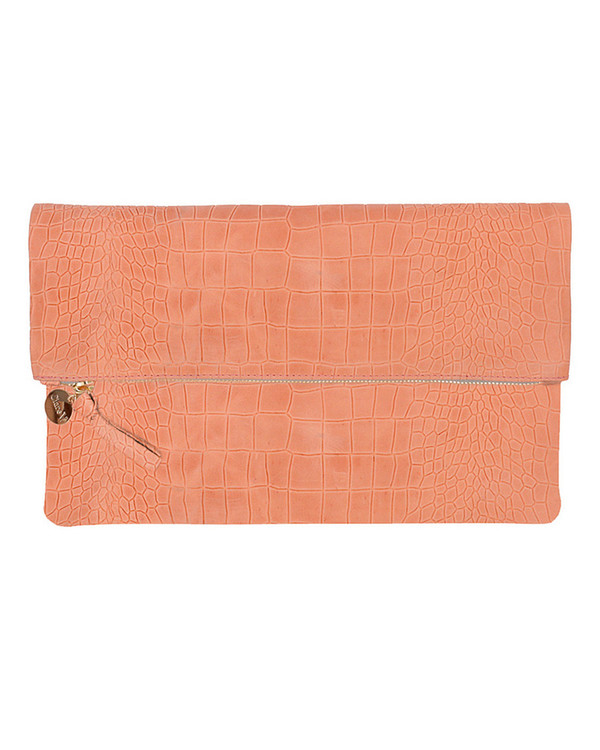 Clare V. Coral Croco Foldover Clutch Clare V. Coral Croco Foldover Clutch
