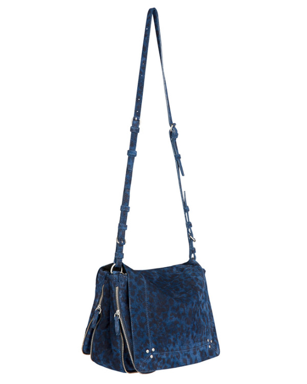 Jerome Dreyfuss Igor Crossbody Bag in Blue Leopard Suede Jerome Dreyfuss Igor Crossbody Bag in Blue Leopard Suede