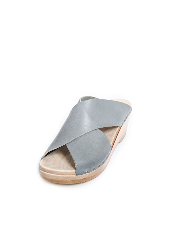 No. 6 Frida Mid Wedge Sandals in Steel No. 6 Frida Mid Wedge Sandals in Steel