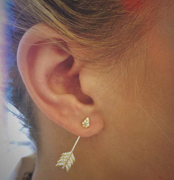 Pamela Love Shooting Arrow Earrings in Brass and White Topaz Pamela Love Shooting Arrow Earrings in Brass and White Topaz