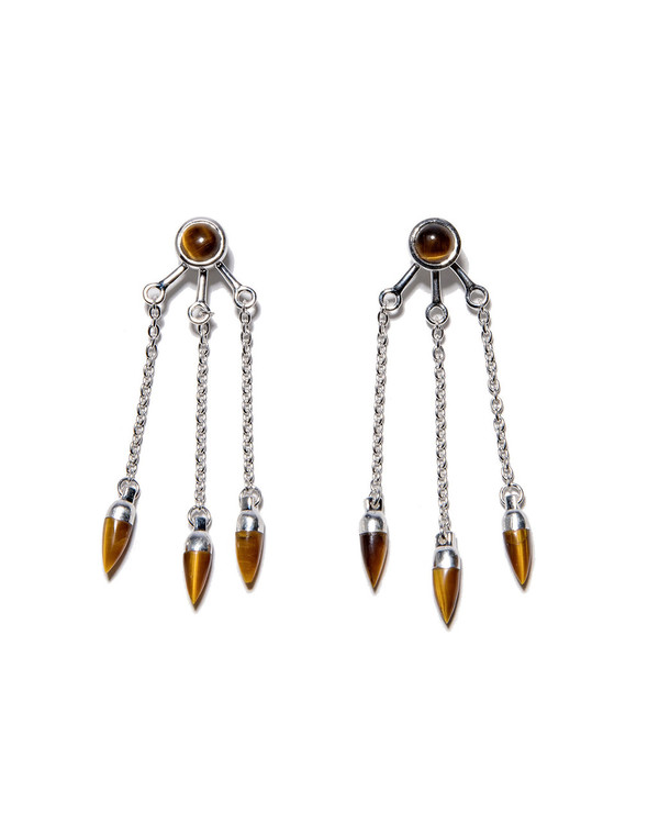 Pamela Love Sterling Silver Three Stone Ear Jackets with Tiger's Eye Pamela Love Sterling Silver Three Stone Ear Jackets with Tiger's Eye