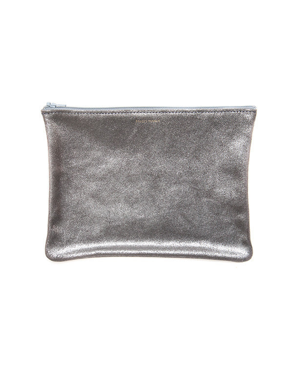 Tracey Tanner Large Flat Zip Pouch in Smoke Sparkle Tracey Tanner Large Flat Zip Pouch in Smoke Sparkle