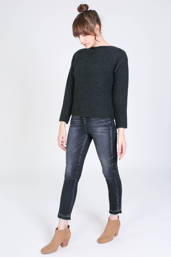 Evam Eva Camel wool stand pullover in Charcoal Evam Eva Camel wool stand pullover in Charcoal