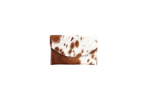 Primecut BROWN SPOTTED COWHIDE PASSPORT CLUTCH Primecut BROWN SPOTTED COWHIDE PASSPORT CLUTCH