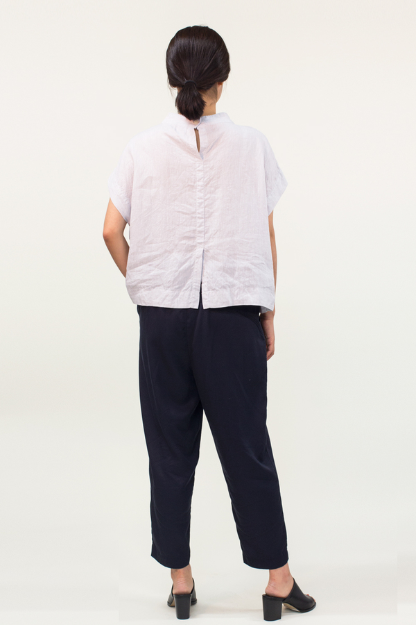 Japanese Minimal French Linen Top- Light Grey Japanese Minimal French Linen Top- Light Grey